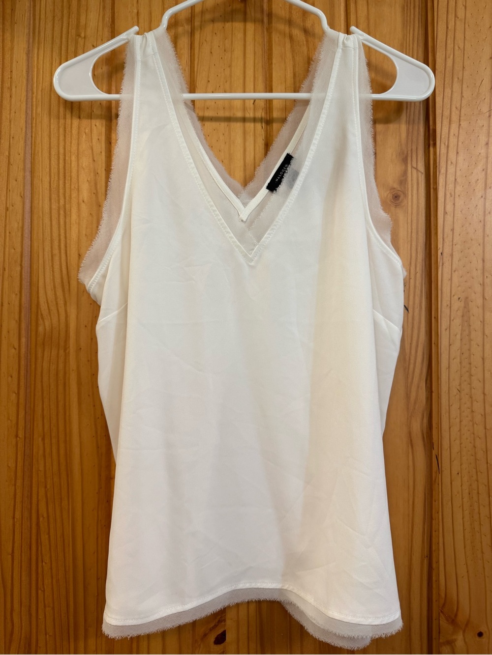 Halogen Cream White V-Neck Lace-Trim Camisole